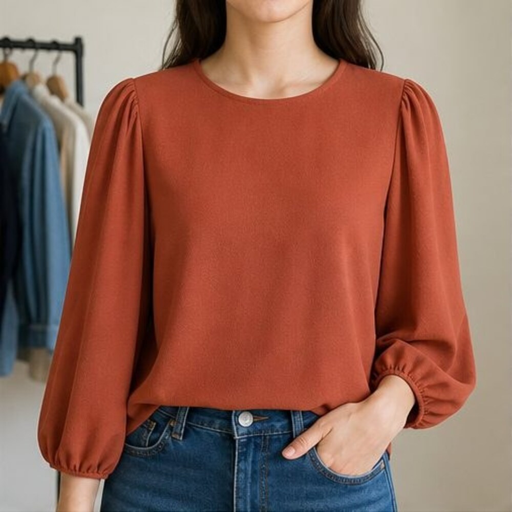 Rust Tunic Blouse - Picture 2 of 6
